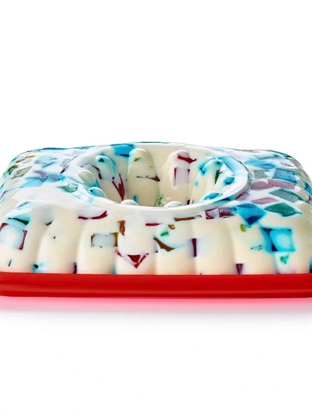 Tupperware Rectangular Jel Ring Party Multilayer Dessert and Dip Mold Red NEW